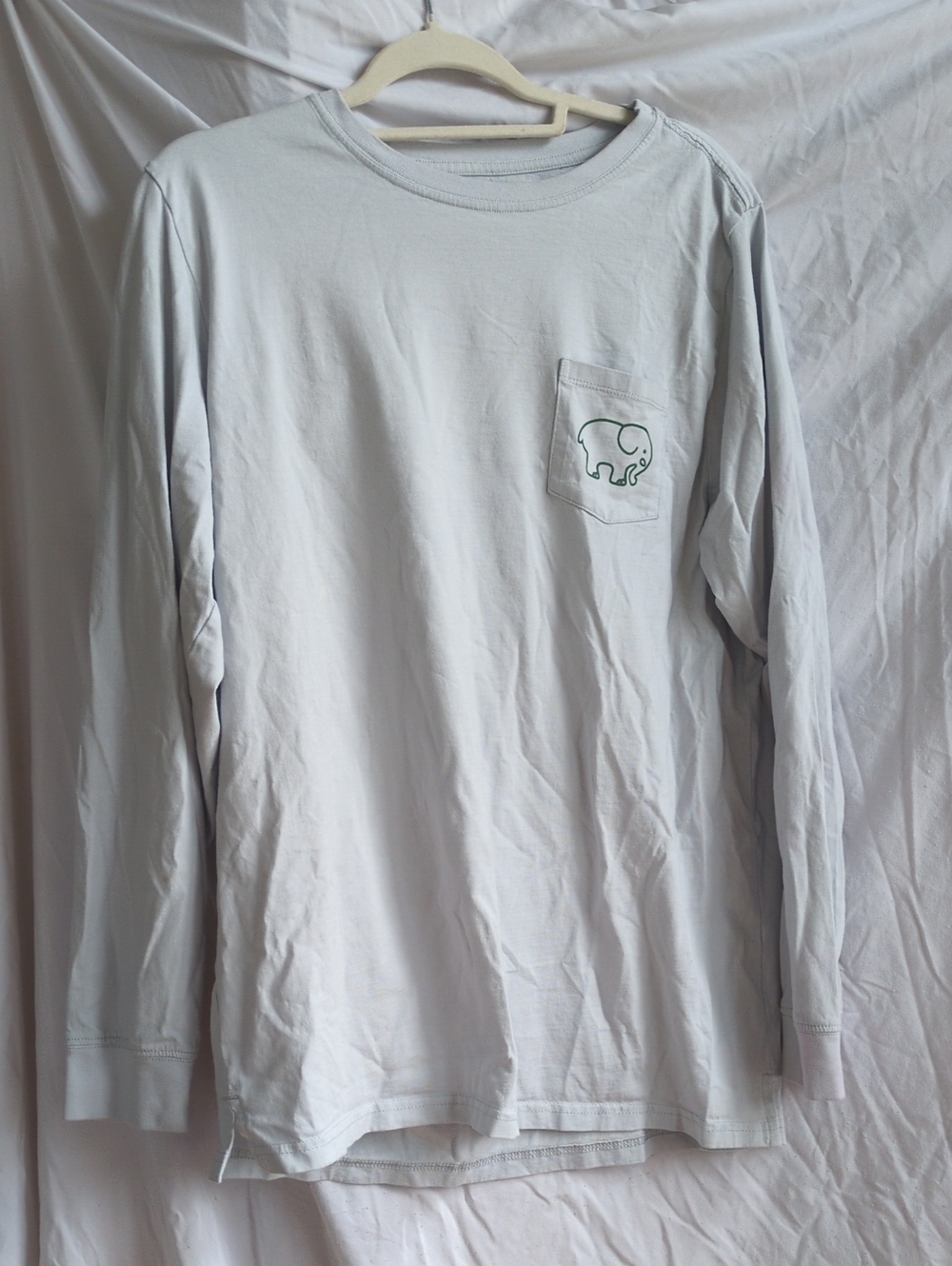 ivory ella Light Gray Long Sleeve Tee with Pocket Elephant